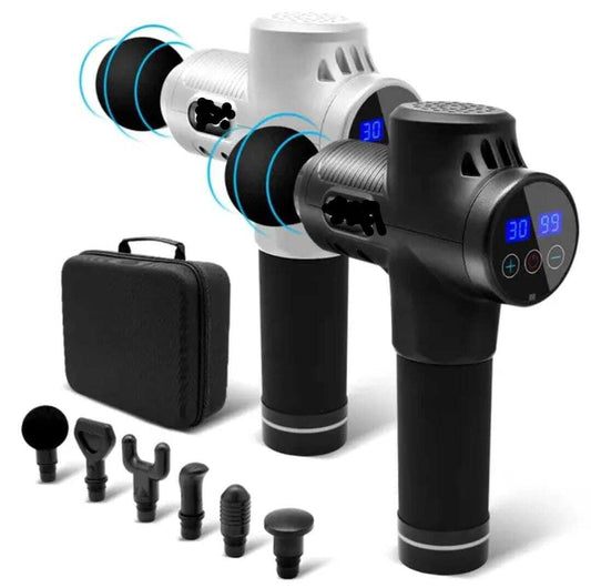 Dr BWC® Massage Gun Body Massager Touch Display Percussion Flash Gun Back Massager for Men & Women With 6 Massage Heads 3 Speed For Deep Tissue Massage Body Relaxation And Pain Relief (Black)