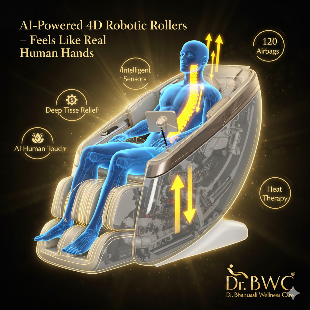 Golden Glory Bussiness Class Premium 4D Zero Gravity Massage Chair | double SL Track Recliner with AI Human Hand Massage, 110 Triple Airbags, Heat Therapy, Bluetooth & Cradle Swing Motion