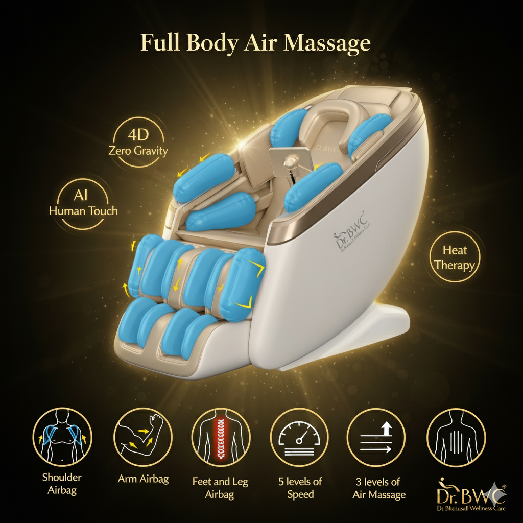 Golden Glory Bussiness Class Premium 4D Zero Gravity Massage Chair | double SL Track Recliner with AI Human Hand Massage, 110 Triple Airbags, Heat Therapy, Bluetooth & Cradle Swing Motion