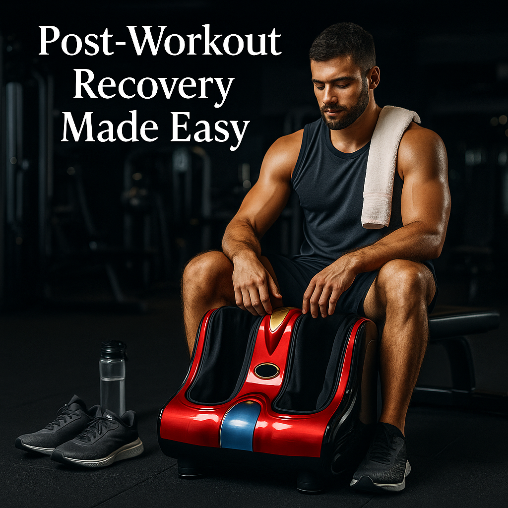 Dr BWC® Foot & Calf Massager Smart Touch Screen Relaxing Leg And foot Massager (With Heat and Air Squezzing) Massager Improving Blood Circulation at Home (Red)