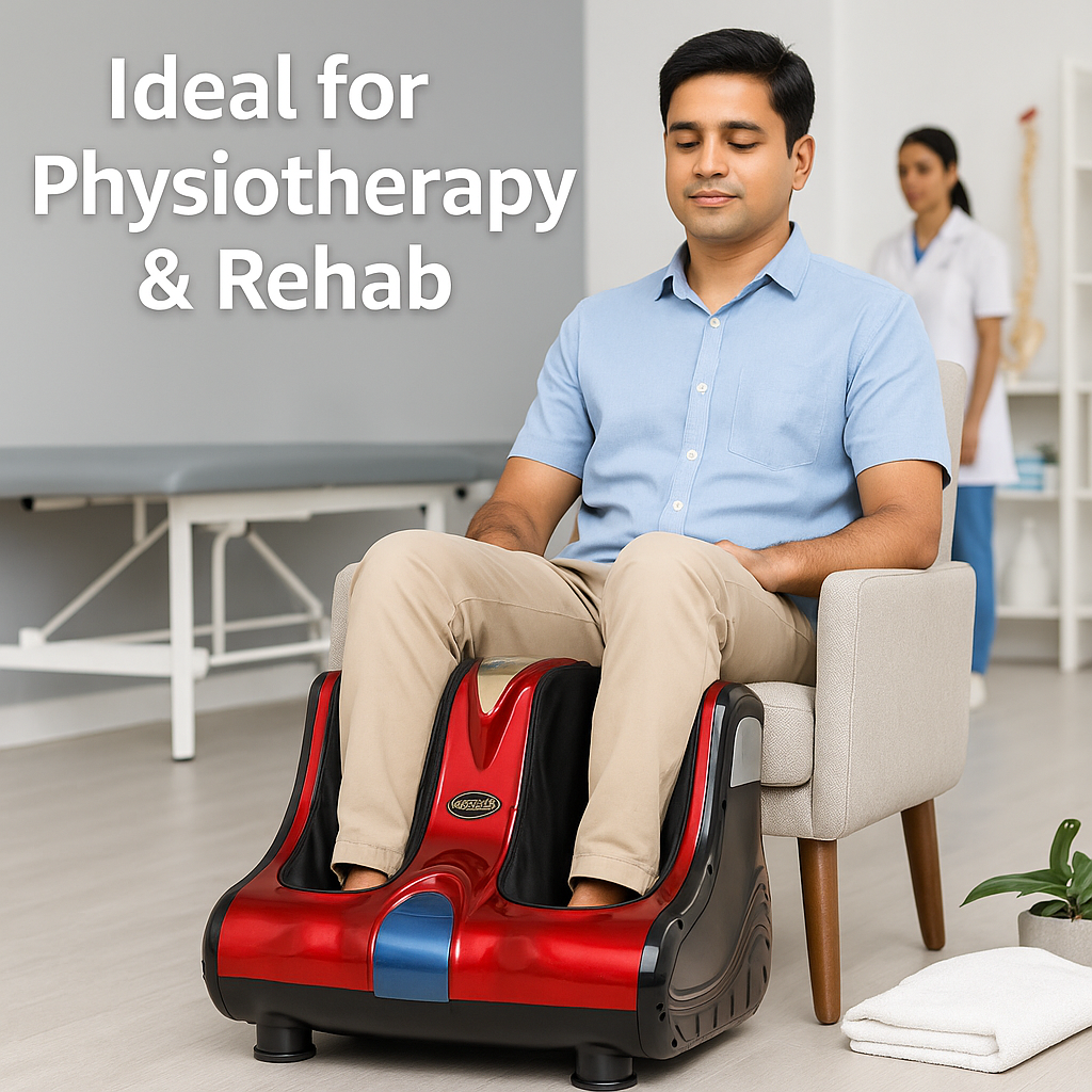 Dr BWC® Foot & Calf Massager Smart Touch Screen Relaxing Leg And foot Massager (With Heat and Air Squezzing) Massager Improving Blood Circulation at Home (Red)