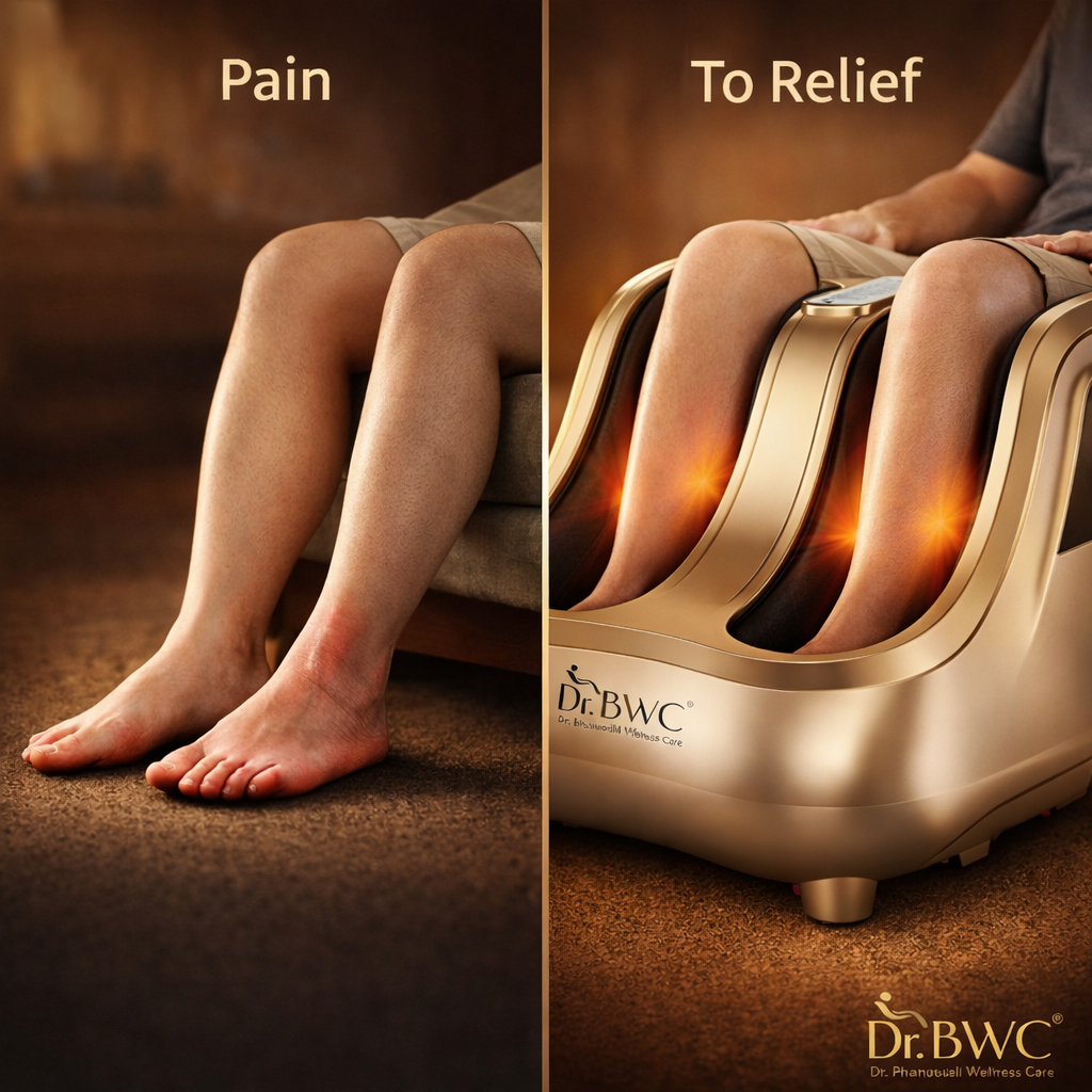 Dr BWC® Foot & Calf Massager Smart Touch Screen Relaxing Leg And foot Massager (With Heat and Vibration) Massager Improving Blood Circulation at Home (Gold)