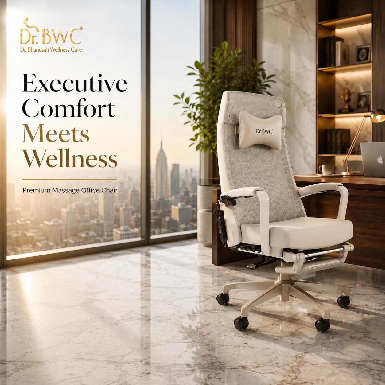 Executive Massage Office Chair | Moving Roller S-Track Massage | Neck to Lower Back Massage | Thai, Japanese & Shiatsu Modes | Hot Compress Therapy | Reclining Chair with Footrest