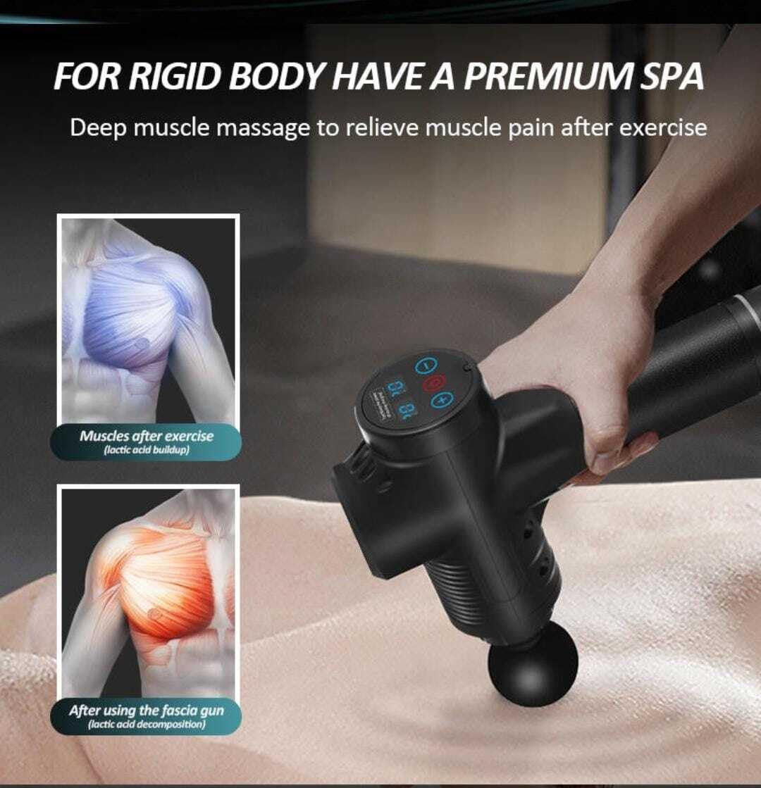 Dr BWC® Massage Gun Body Massager Touch Display Percussion Flash Gun Back Massager for Men & Women With 6 Massage Heads 3 Speed For Deep Tissue Massage Body Relaxation And Pain Relief (Black)