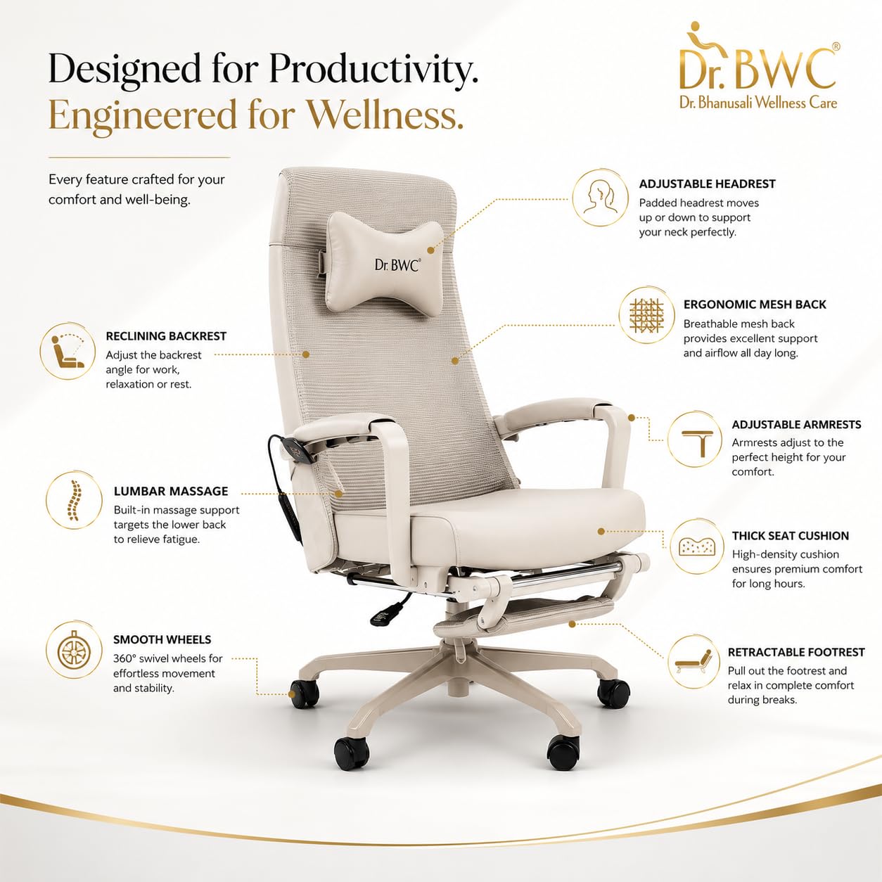 Executive Massage Office Chair | Moving Roller S-Track Massage | Neck to Lower Back Massage | Thai, Japanese & Shiatsu Modes | Hot Compress Therapy | Reclining Chair with Footrest