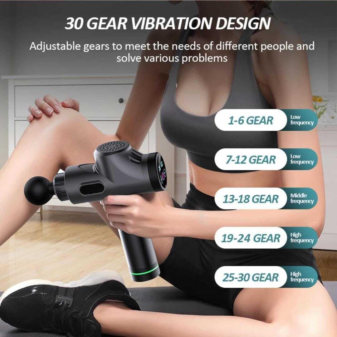 Dr BWC® Massage Gun Body Massager Touch Display Percussion Flash Gun Back Massager for Men & Women With 6 Massage Heads 3 Speed For Deep Tissue Massage Body Relaxation And Pain Relief (Black)