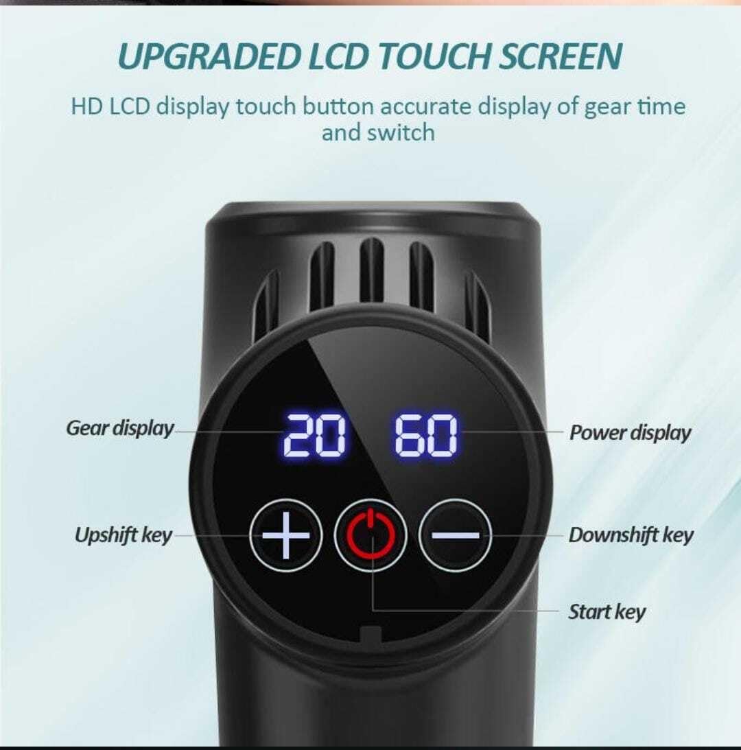 Dr BWC® Massage Gun Body Massager Touch Display Percussion Flash Gun Back Massager for Men & Women With 6 Massage Heads 3 Speed For Deep Tissue Massage Body Relaxation And Pain Relief (Black)