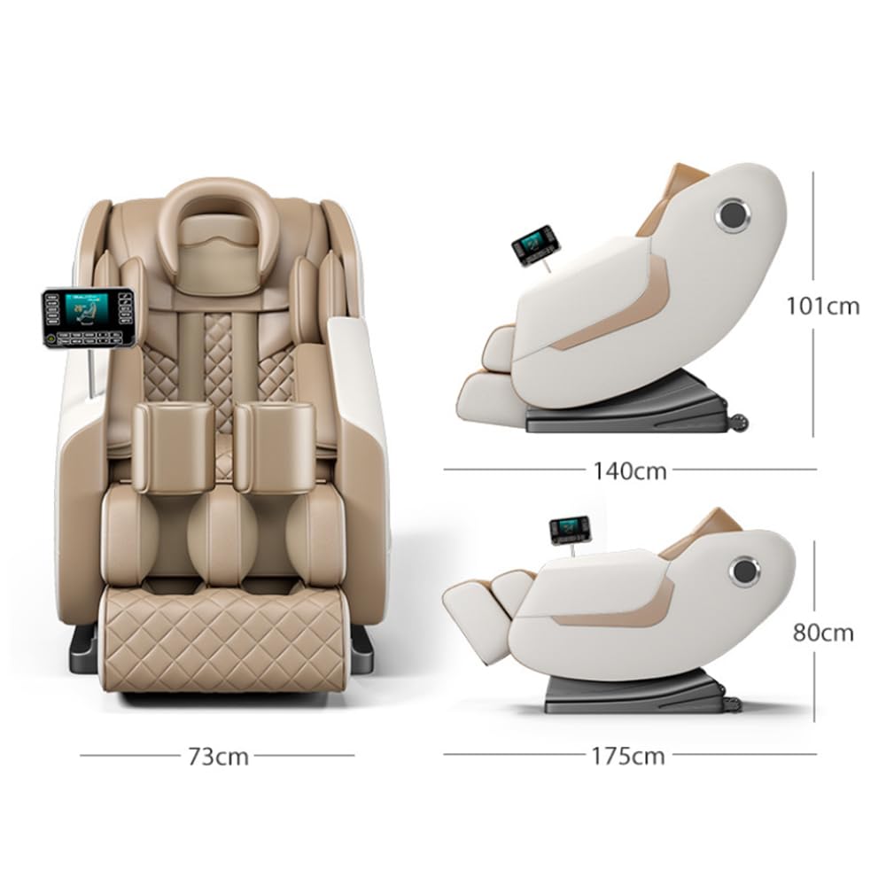 DR BWC® Space Capsule Automatic Massage Chair for Home 3D Zero Gravity Full Body Heating and Foot Massage Chair with Smart Touch Screen and Thigh Airbag (Beigh)