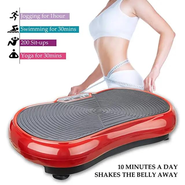 DR BWC Crazy Fit Vibration Plate Machine For Home |Vibration Plate For Women & Men |Sliming Weight Loss Machine | 99 Vibration Level | 5 Pre Set Auto Programme | Muscle Toning, Flexibility, Red