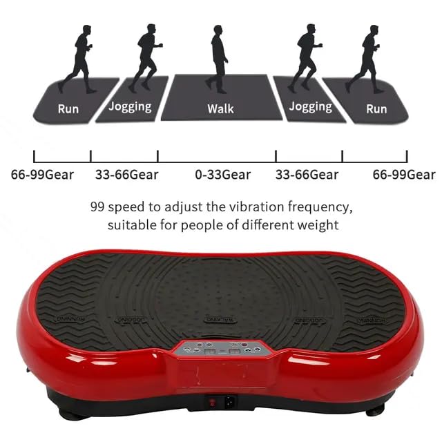 DR BWC Crazy Fit Vibration Plate Machine For Home |Vibration Plate For Women & Men |Sliming Weight Loss Machine | 99 Vibration Level | 5 Pre Set Auto Programme | Muscle Toning, Flexibility, Red