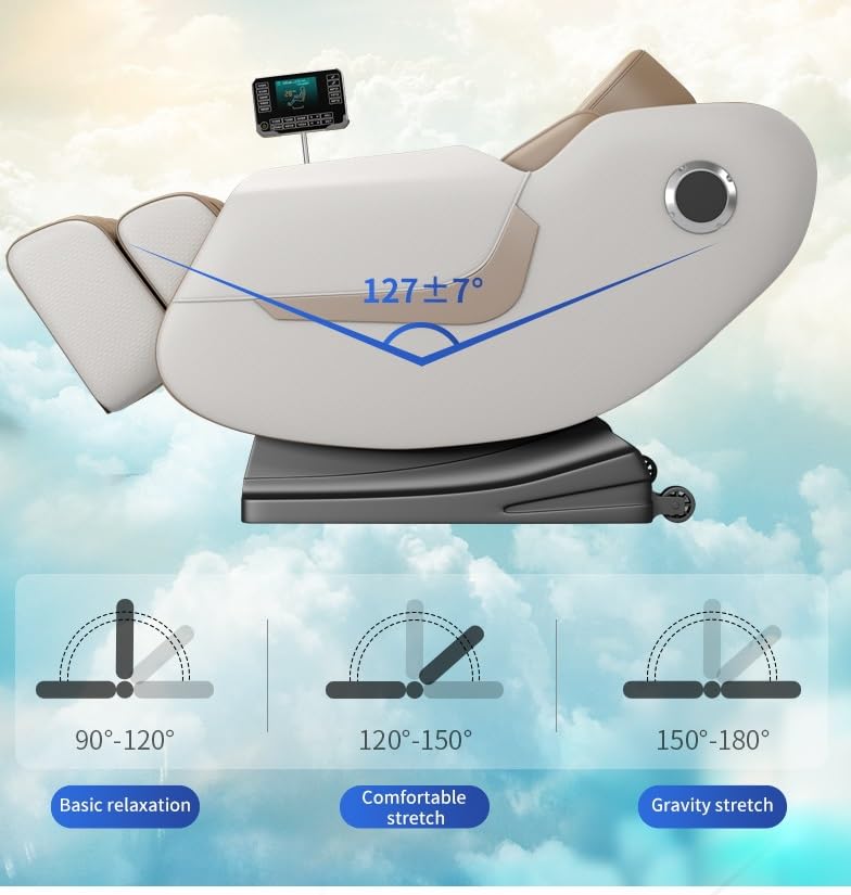 DR BWC® Space Capsule Automatic Massage Chair for Home 3D Zero Gravity Full Body Heating and Foot Massage Chair with Smart Touch Screen and Thigh Airbag (Beigh)