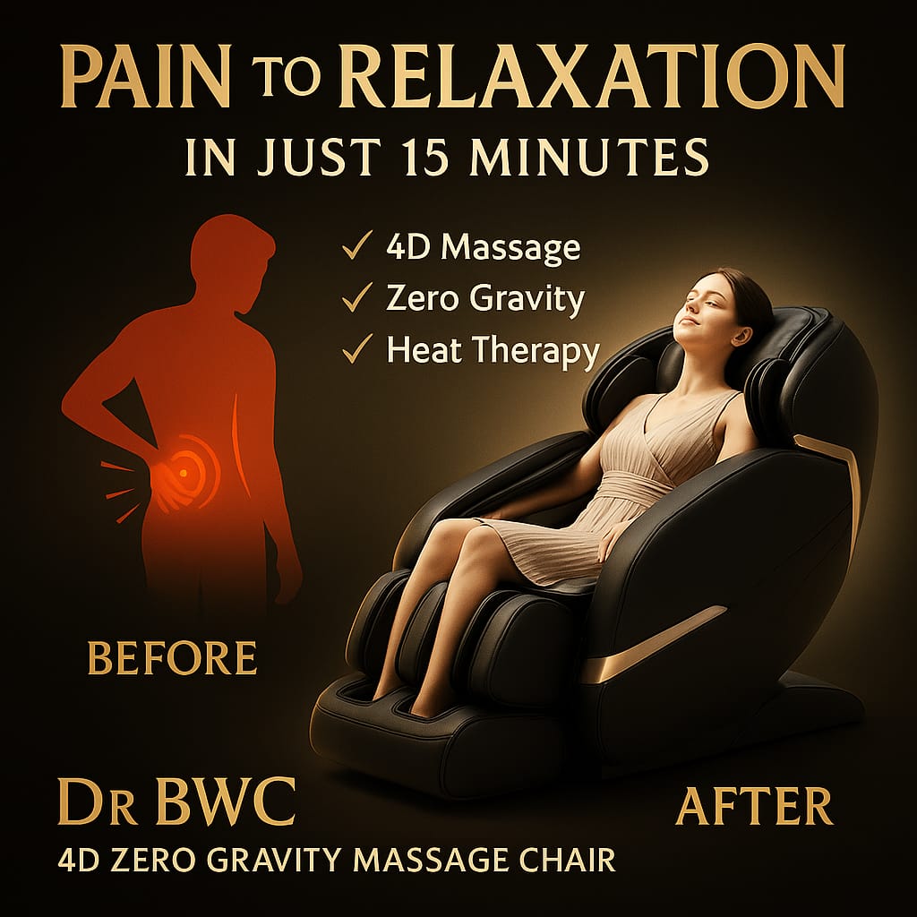 DR BWC® 4D AI Zero Gravity Full Body Massage Chair for Home & Office | SL Track | Air Compression | Heated Recliner with Bluetooth, Smart Touch Panel & Auto Modes (Black)