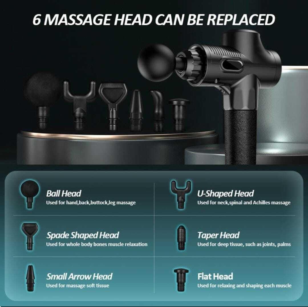 Dr BWC® Massage Gun Body Massager Touch Display Percussion Flash Gun Back Massager for Men & Women With 6 Massage Heads 3 Speed For Deep Tissue Massage Body Relaxation And Pain Relief (Black)