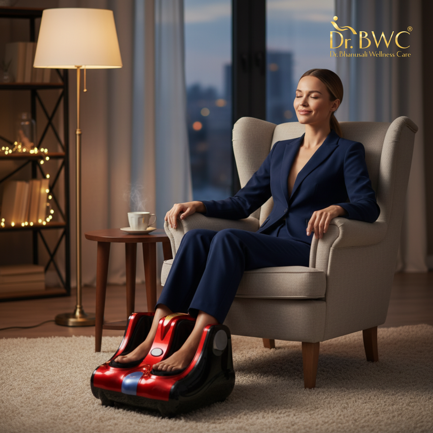 Dr BWC® Foot & Calf Massager Smart Touch Screen Relaxing Leg And foot Massager (With Heat and Air Squezzing) Massager Improving Blood Circulation at Home (Red)