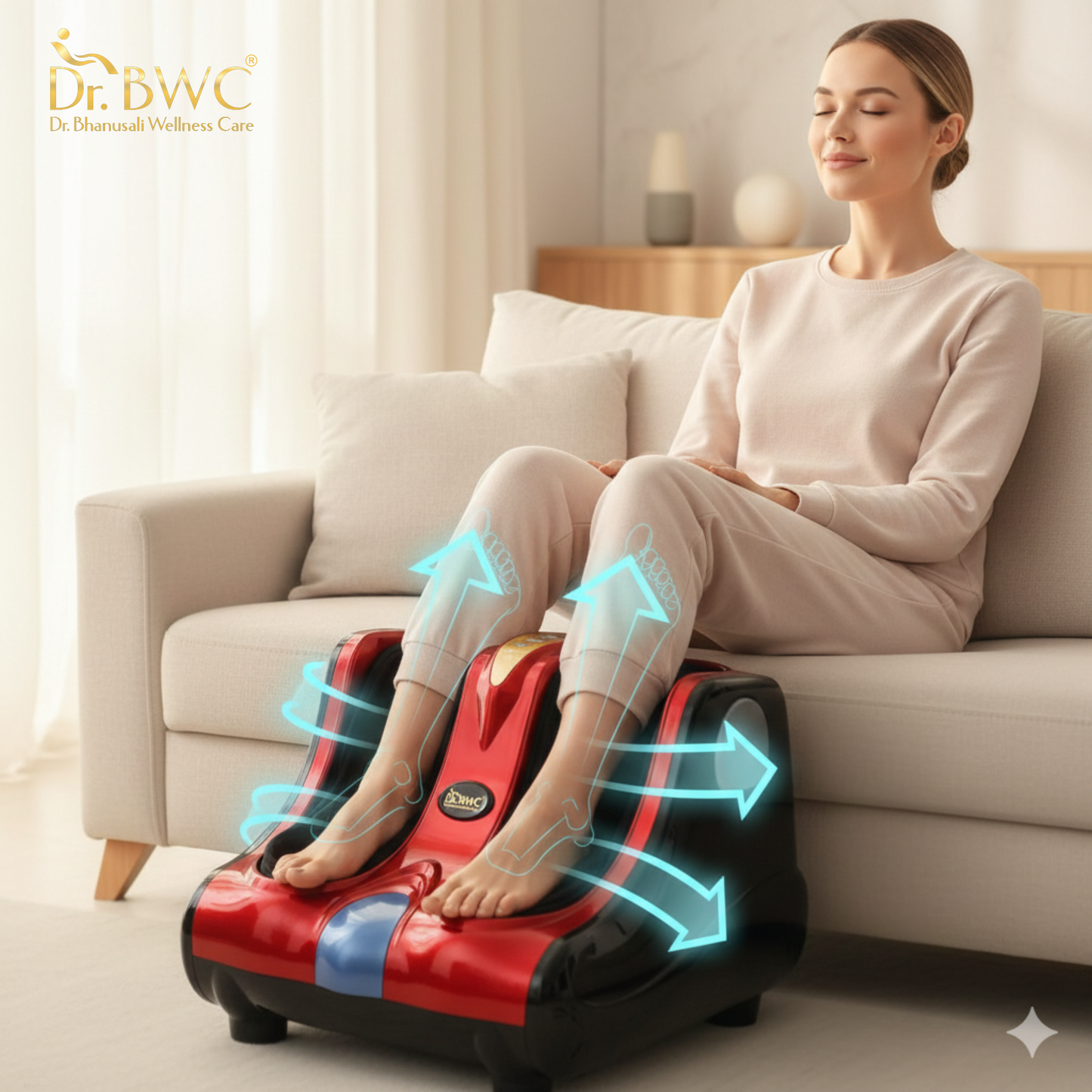 Dr BWC® Foot & Calf Massager Smart Touch Screen Relaxing Leg And foot Massager (With Heat and Air Squezzing) Massager Improving Blood Circulation at Home (Red)