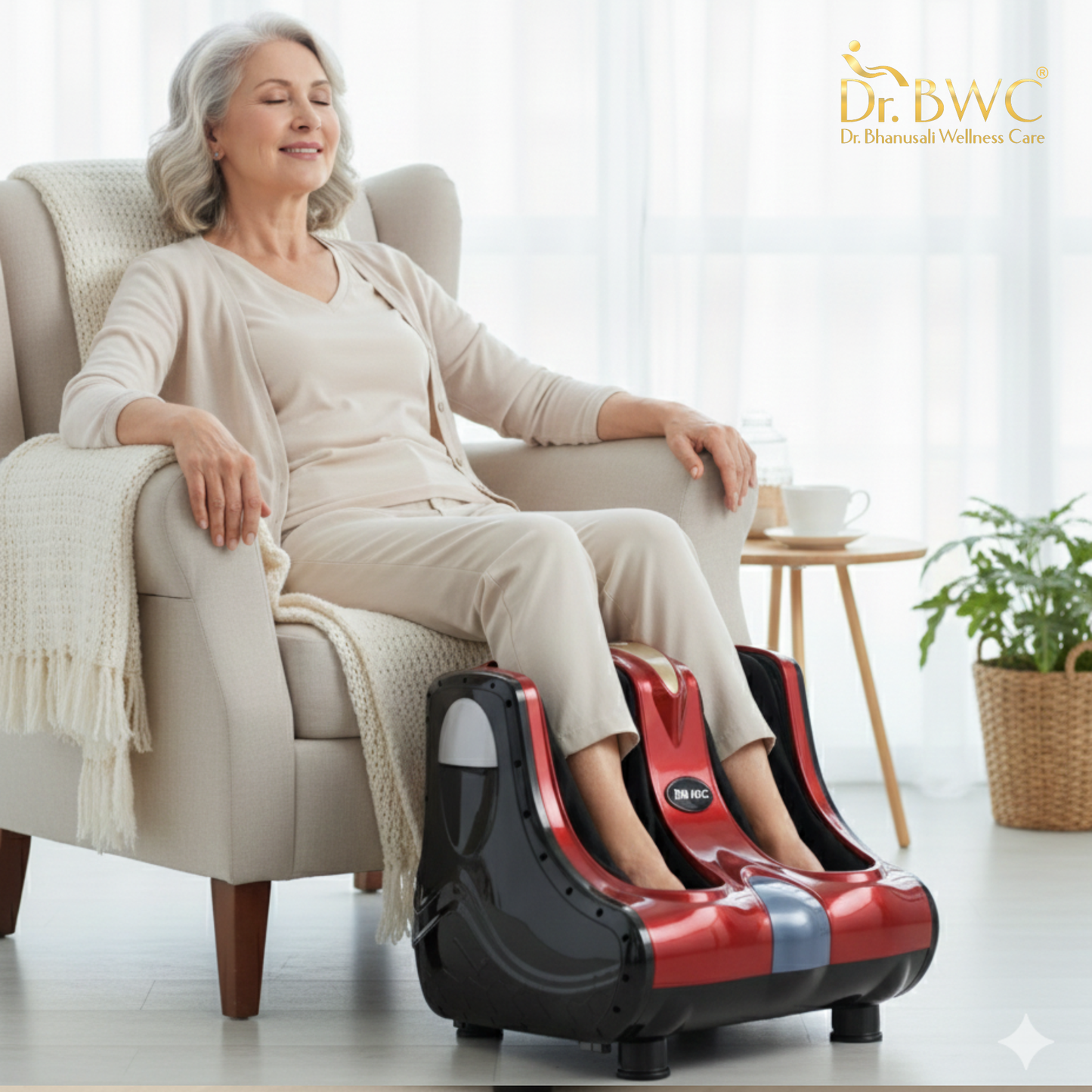 Dr BWC® Foot & Calf Massager Smart Touch Screen Relaxing Leg And foot Massager (With Heat and Air Squezzing) Massager Improving Blood Circulation at Home (Red)