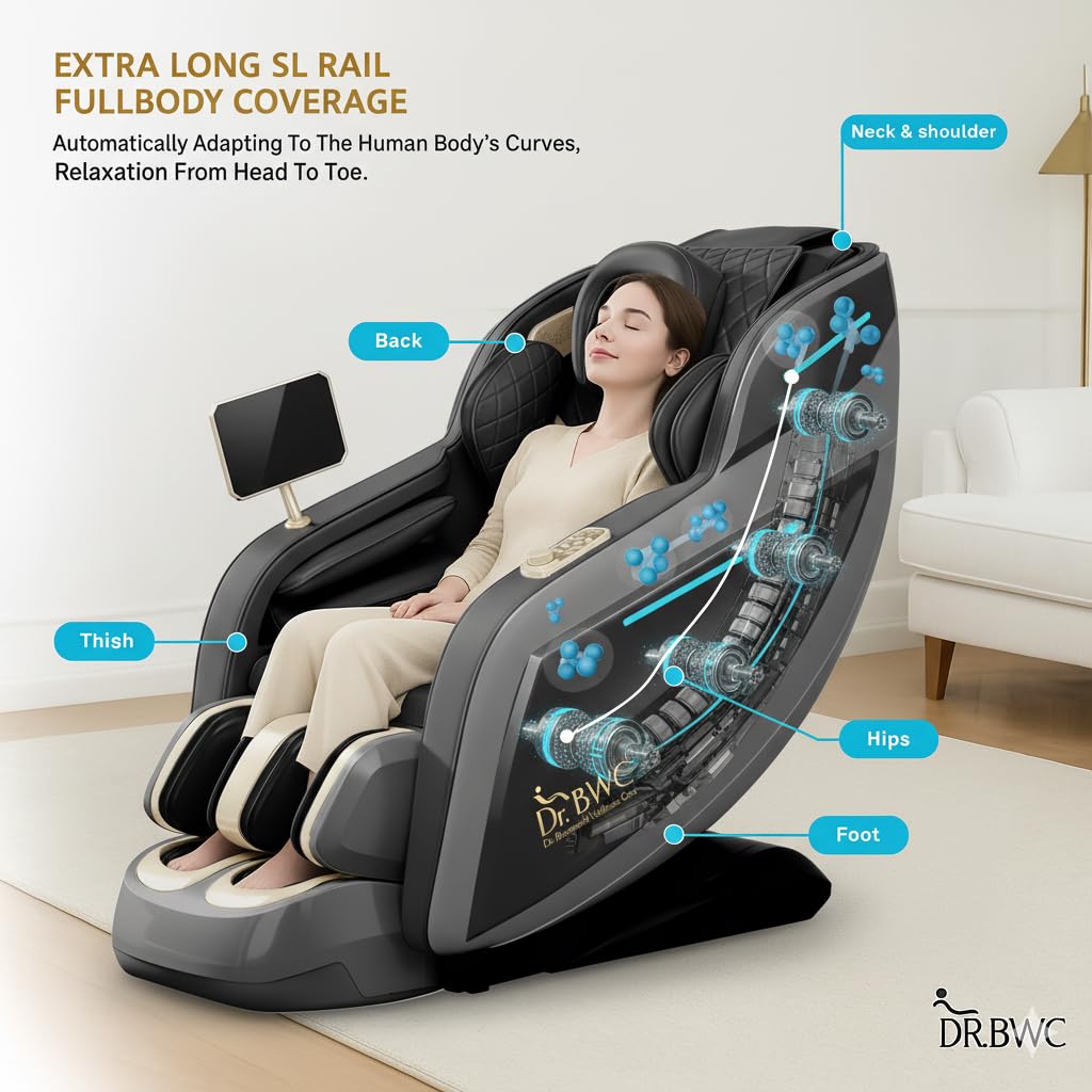 DR BWC® 4D AI Zero Gravity Full Body Massage Chair | Dual SL-Track, Auto Body Scan, Bluetooth Speakers, Heat Therapy, Foot Rollers, Cradle Massage Modes | Luxury Recliner for Home & Office