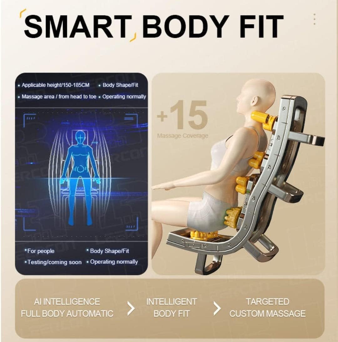 DR BWC® Space Capsule Zero Gravity Business Class Massage Chair for Stress Relief | Electric Massage Machine | Hot Compress Therapy | Auto Wellness Massage Chair for Back Pain Relief (Golden Brown)