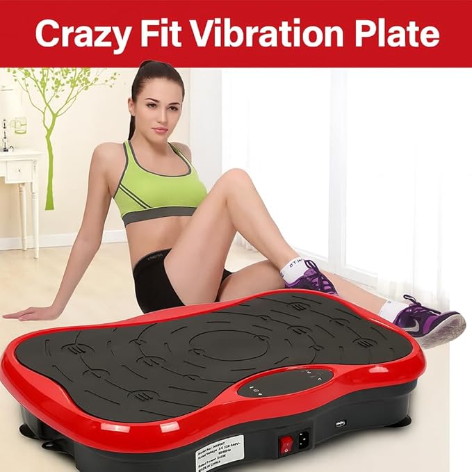 DR BWC Crazy Fit Vibration Plate Machine For Home |Vibration Plate For Women & Men |Sliming Weight Loss Machine | 99 Vibration Level | 5 Pre Set Auto Programme | Muscle Toning, Flexibility, Red