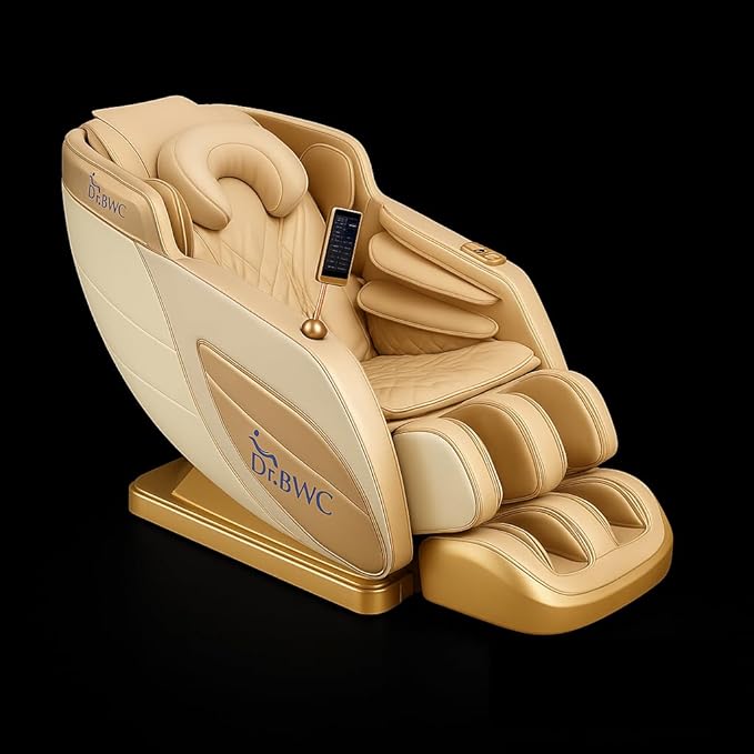 DR BWC® 4D Zero Gravity Full Body Massage Chair Recliner with AI Body Scan, Smart Voice Command, Dual Remote, Heat Therapy, Foot & Calf Rollers, 120 Airbags & Bluetooth Speakers (Beige)