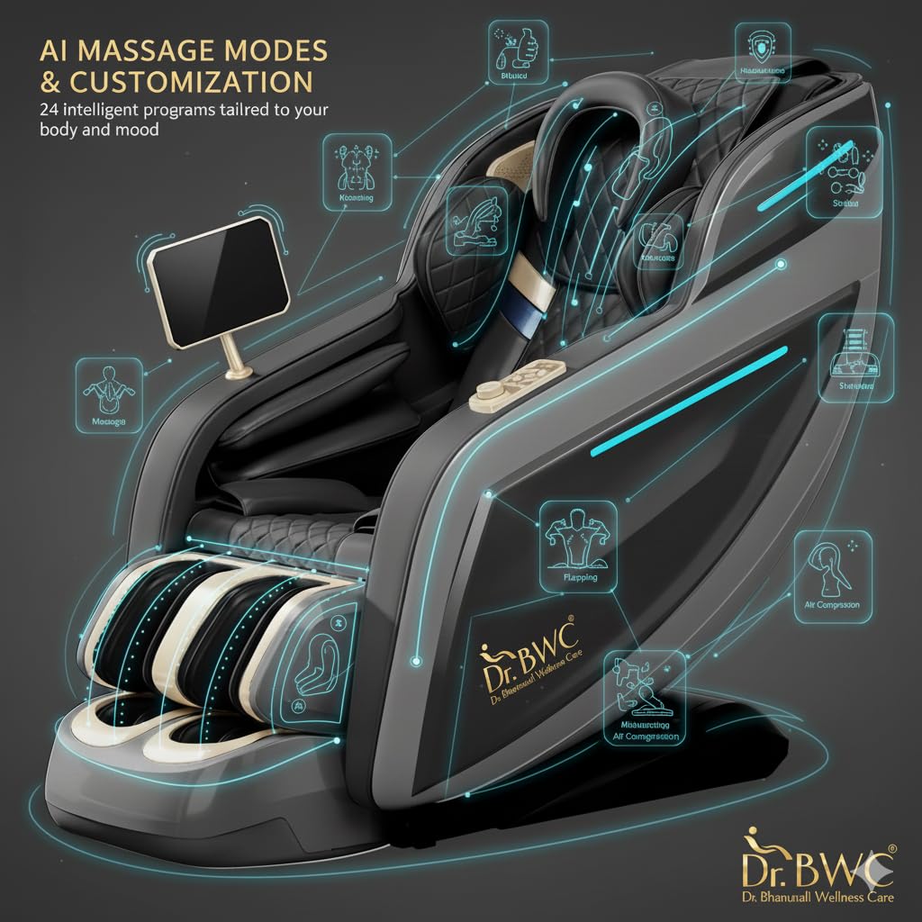 DR BWC® 4D AI Zero Gravity Full Body Massage Chair | Dual SL-Track, Auto Body Scan, Bluetooth Speakers, Heat Therapy, Foot Rollers, Cradle Massage Modes | Luxury Recliner for Home & Office