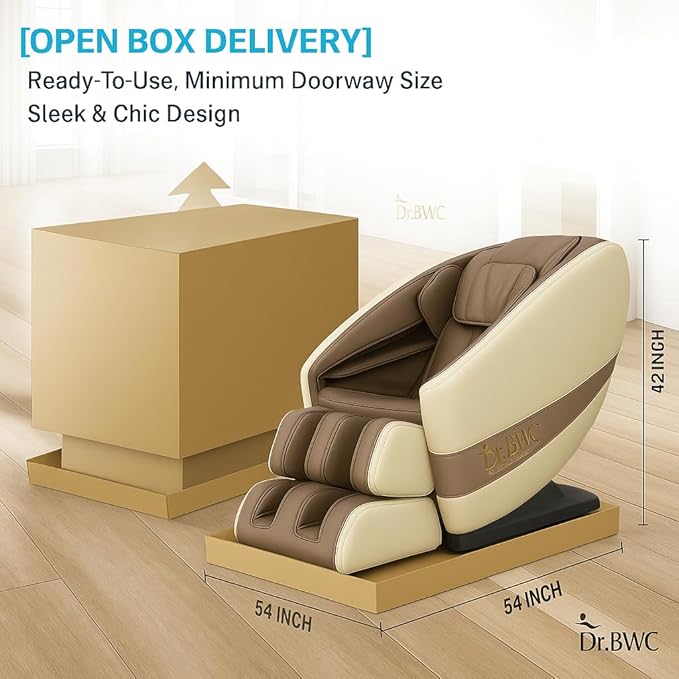 DR BWC® Zero Gravity Massage Chair Recliner – Full Body Tuina Massage with 18 Rollers, 16 Auto Programs, Back Heat, Foot & Calf Massage, Bluetooth Speakers,(Beigh)