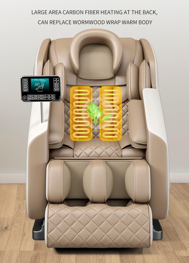 DR BWC® Space Capsule Automatic Massage Chair for Home 3D Zero Gravity Full Body Heating and Foot Massage Chair with Smart Touch Screen and Thigh Airbag (Beigh)