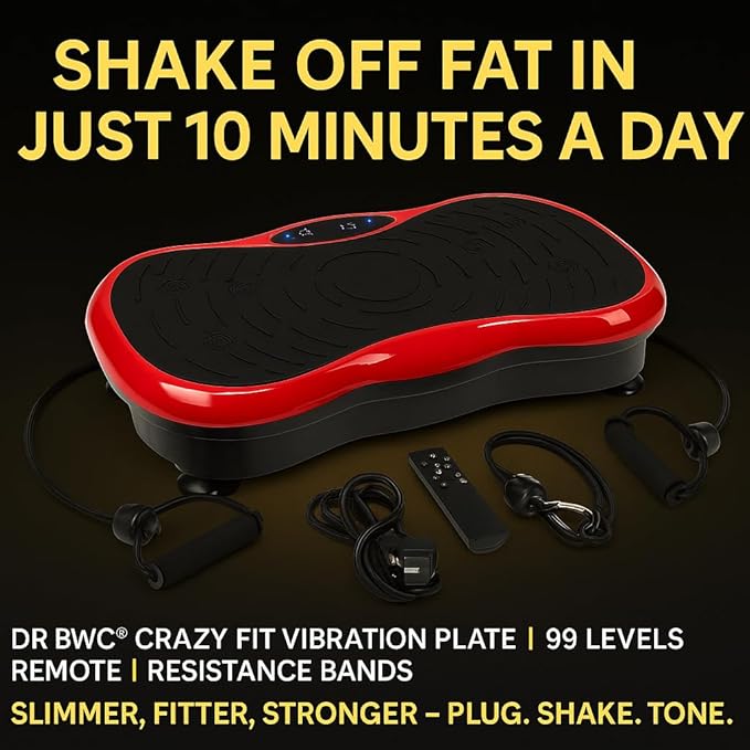 DR BWC Crazy Fit Vibration Plate Machine For Home |Vibration Plate For Women & Men |Sliming Weight Loss Machine | 99 Vibration Level | 5 Pre Set Auto Programme | Muscle Toning, Flexibility, Red