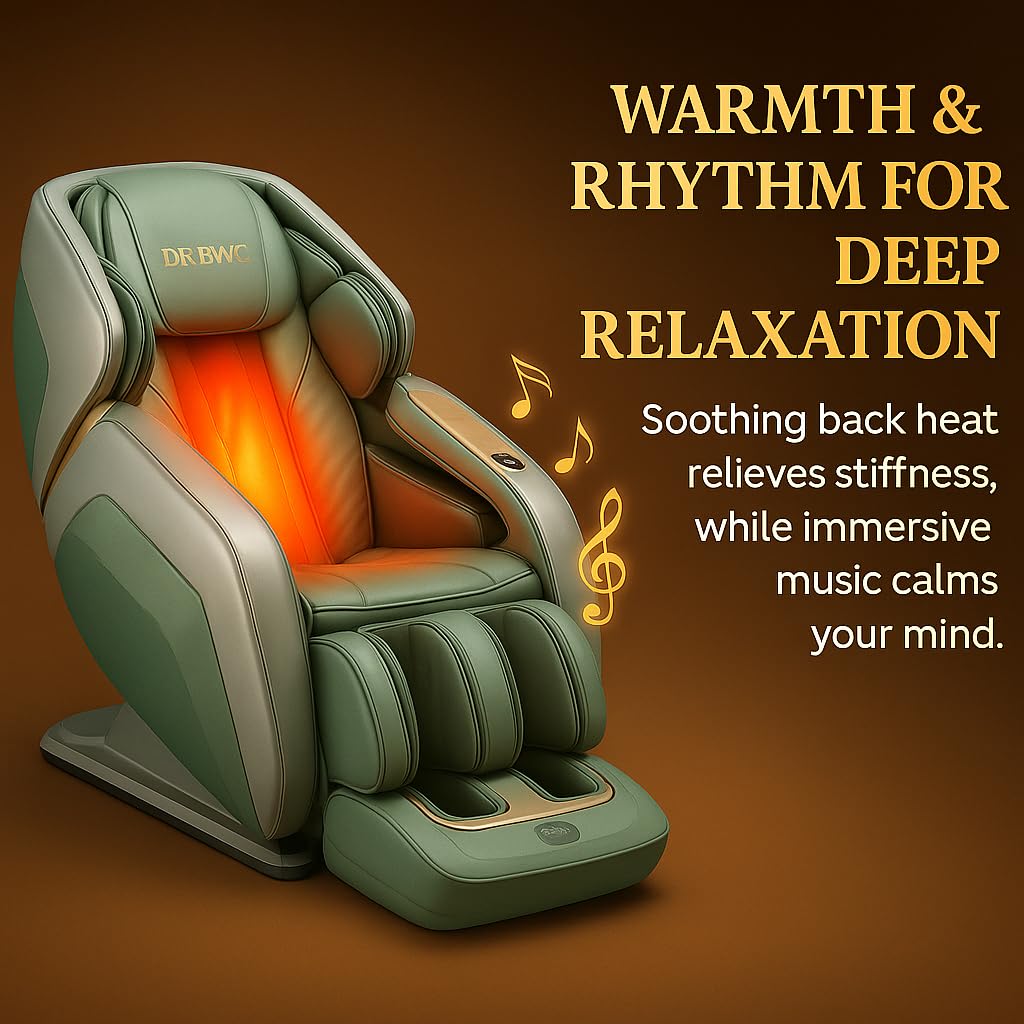 DR BWC® Massage Chair-IntelliZen 5D with ABS Body,Comfort with 22 Auto Wellness Programs, Human-Like Vario Motion Mechanism,Dual Heating Lower Back, Double SL Track (Pastel Pista)