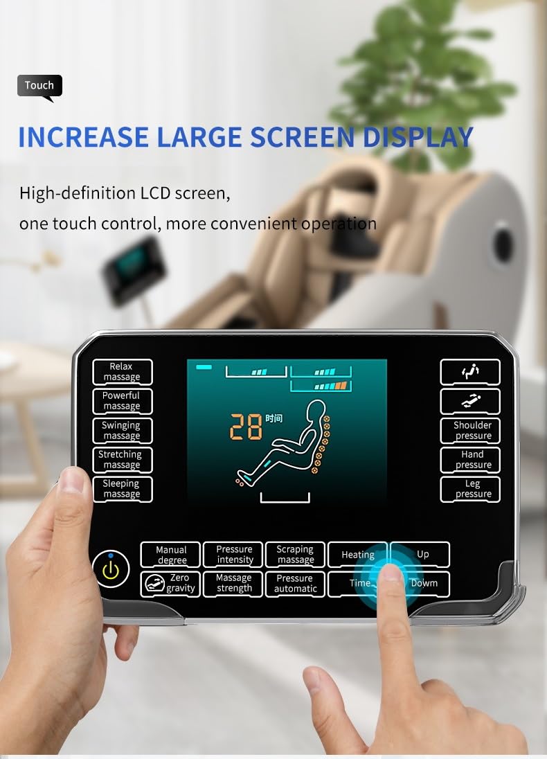 DR BWC® Space Capsule Automatic Massage Chair for Home 3D Zero Gravity Full Body Heating and Foot Massage Chair with Smart Touch Screen and Thigh Airbag (Beigh)