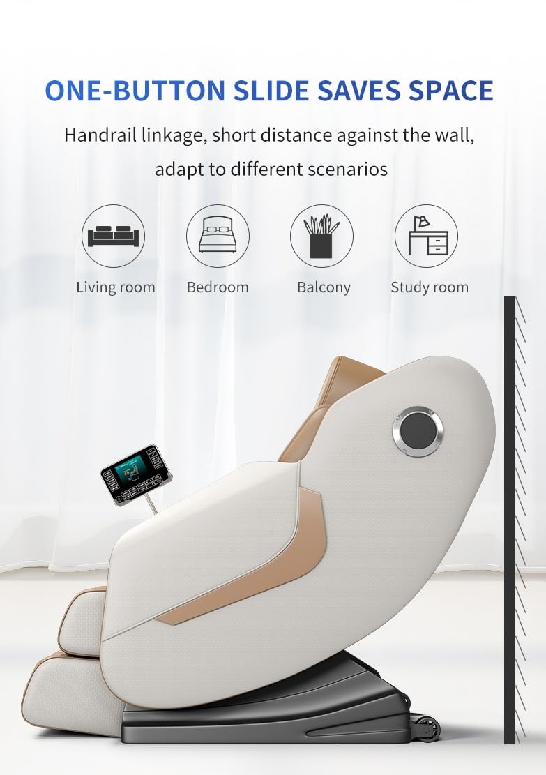 DR BWC® Space Capsule Automatic Massage Chair for Home 3D Zero Gravity Full Body Heating and Foot Massage Chair with Smart Touch Screen and Thigh Airbag (Beigh)