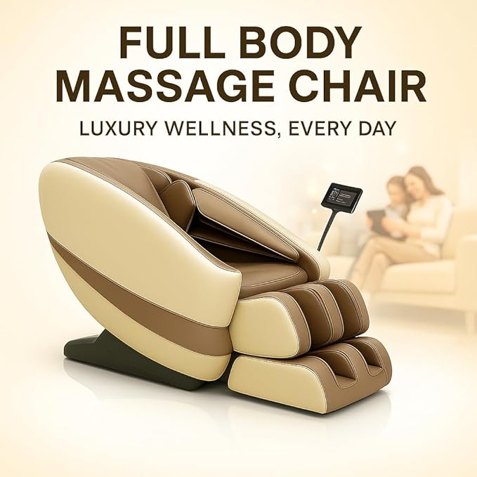 DR BWC® Zero Gravity Massage Chair Recliner – Full Body Tuina Massage with 18 Rollers, 16 Auto Programs, Back Heat, Foot & Calf Massage, Bluetooth Speakers,(Beigh)
