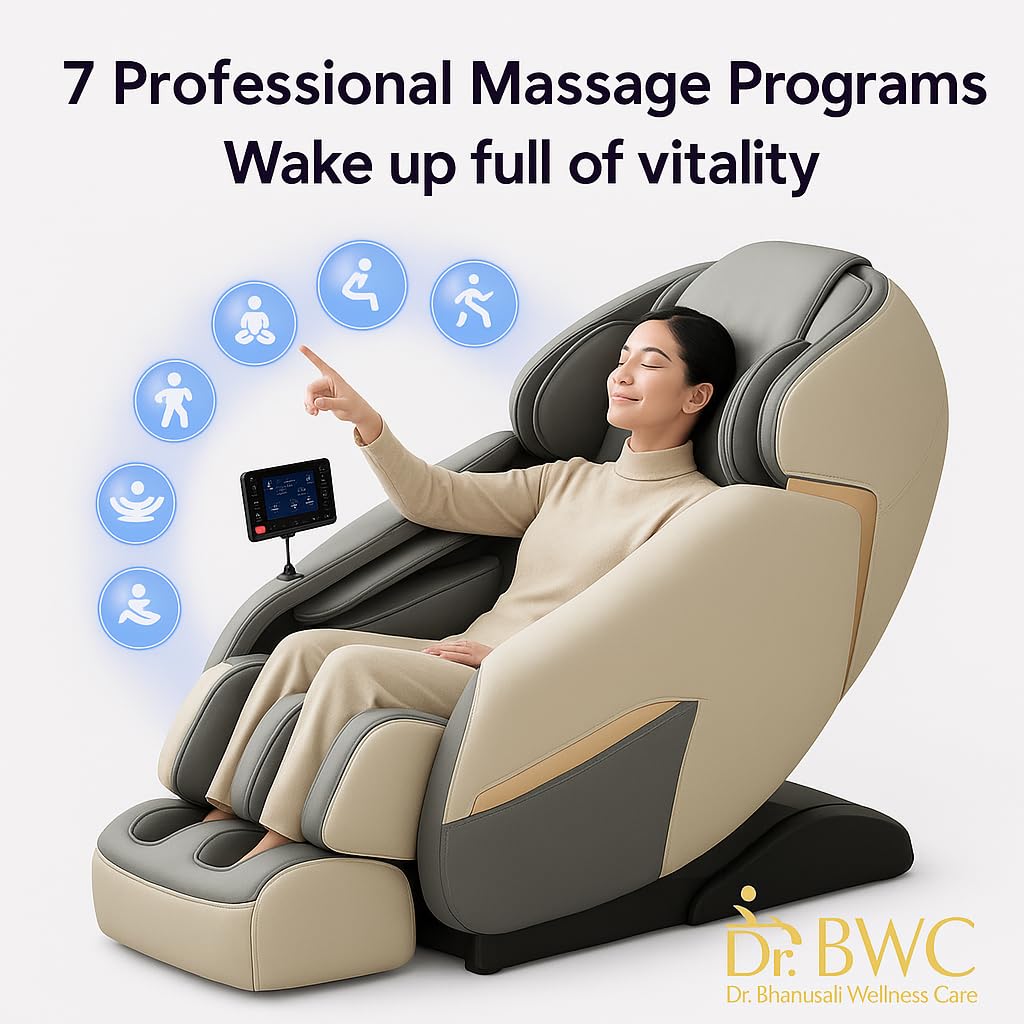 DR BWC® 4D AI Zero Gravity Full Body Massage Chair for Home & Office | SL Track | Air Compression | Heated Recliner with Bluetooth, Smart Touch Panel & 24 Auto Modes (Grey)