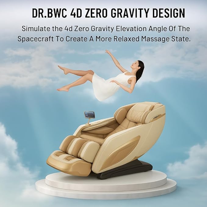 DR BWC® 4D Zero Gravity Full Body Massage Chair Recliner with AI Body Scan, Smart Voice Command, Dual Remote, Heat Therapy, Foot & Calf Rollers, 120 Airbags & Bluetooth Speakers (Beige)