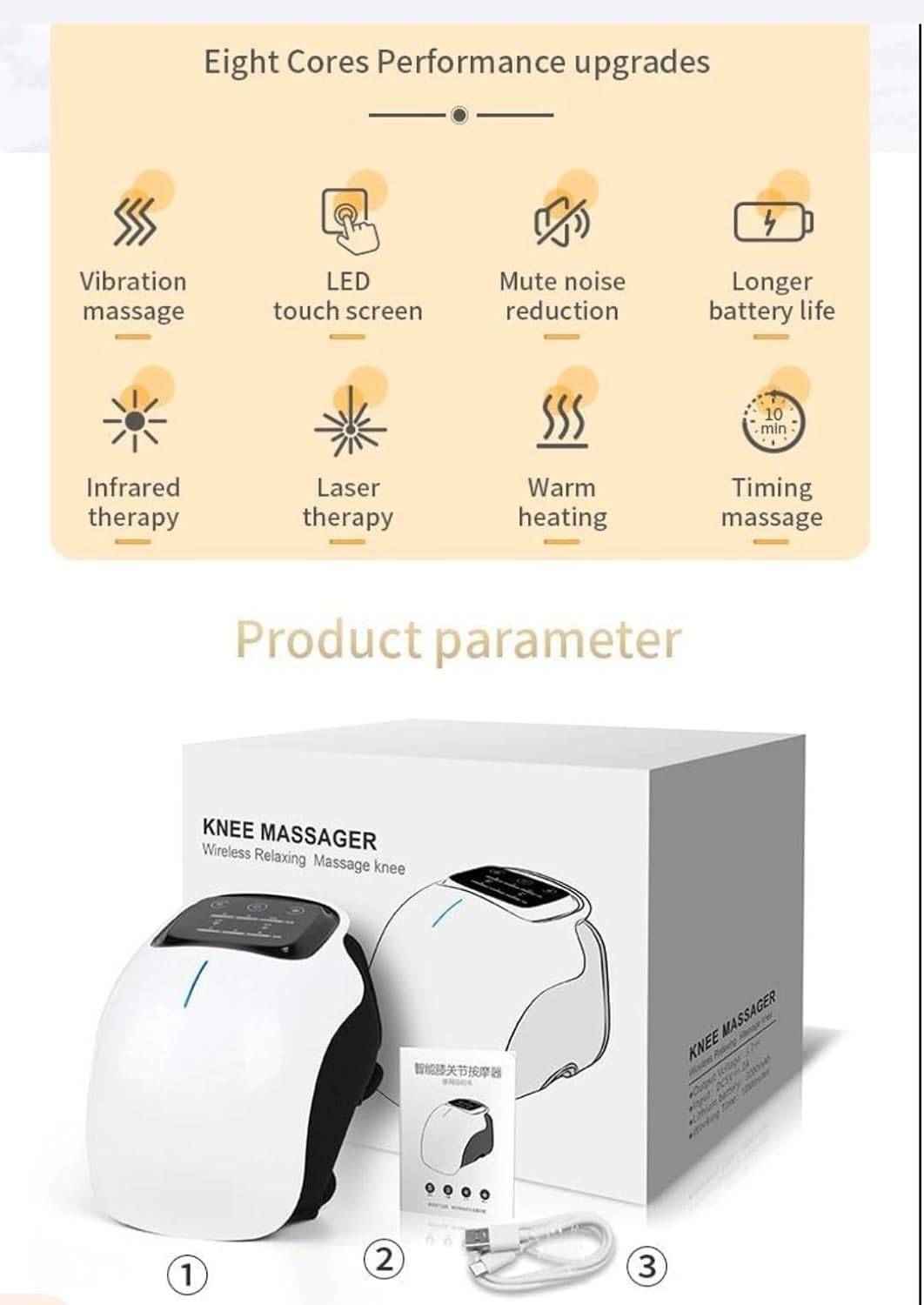 Dr BWC® echargeable Knee Massager for Joint Pain Relief- Heat and Kneading Infrared Heated Vibration Physiotherapy Relaxing Knee Massage