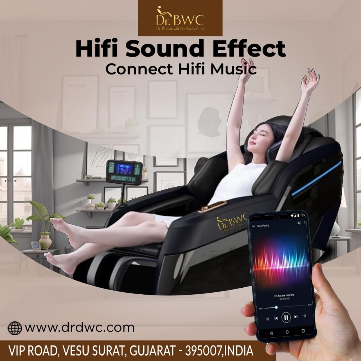 DR BWC® Business Class Fully Automatic Robotic 4D Zero Gravity Massage Chair Full Body Heating & Foot Massage Chair, Smart Touch Screen Remote Control | 18 Automatic Wellness Program |(Black Beauty)