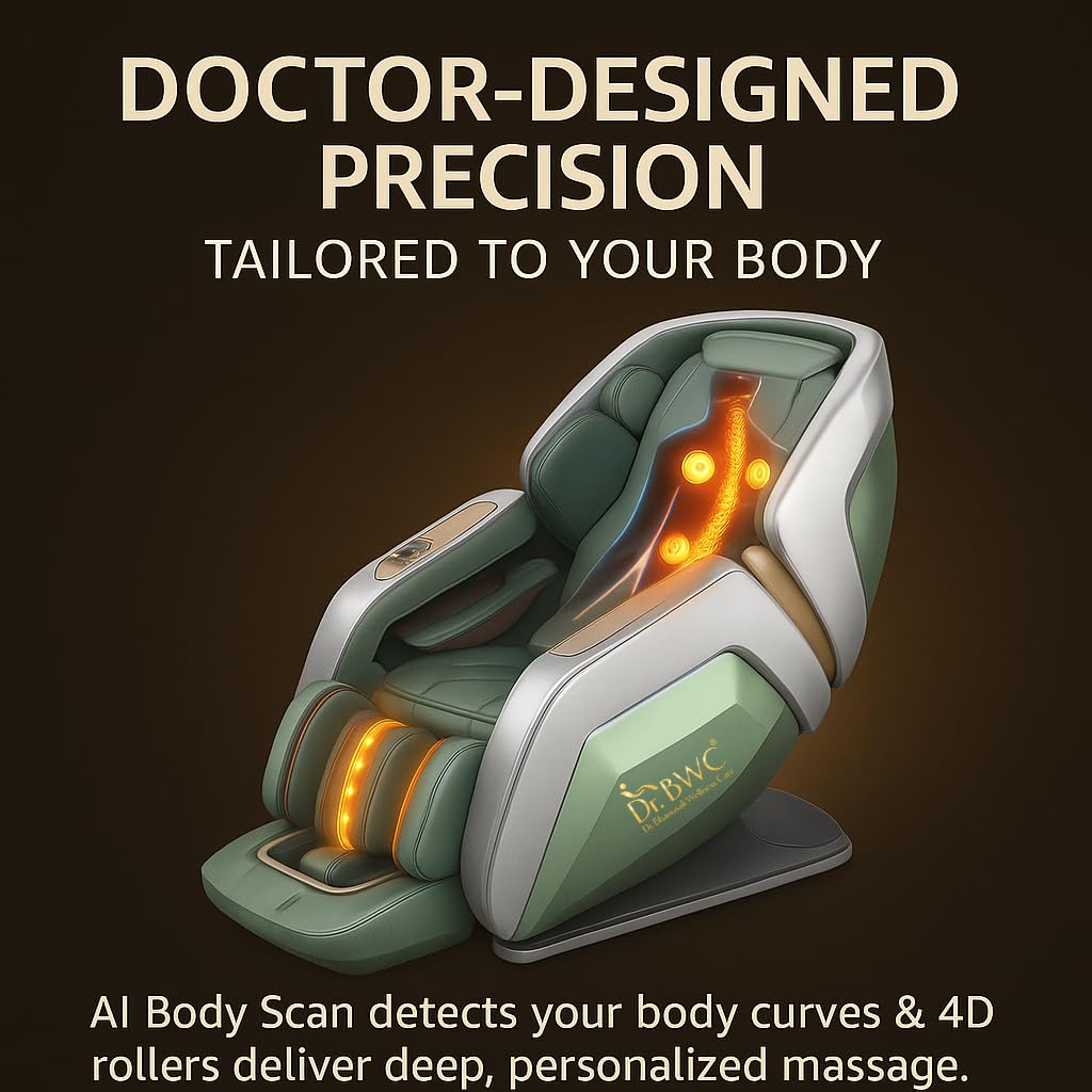 DR BWC® Massage Chair-IntelliZen 5D with ABS Body,Comfort with 22 Auto Wellness Programs, Human-Like Vario Motion Mechanism,Dual Heating Lower Back, Double SL Track (Pastel Pista)