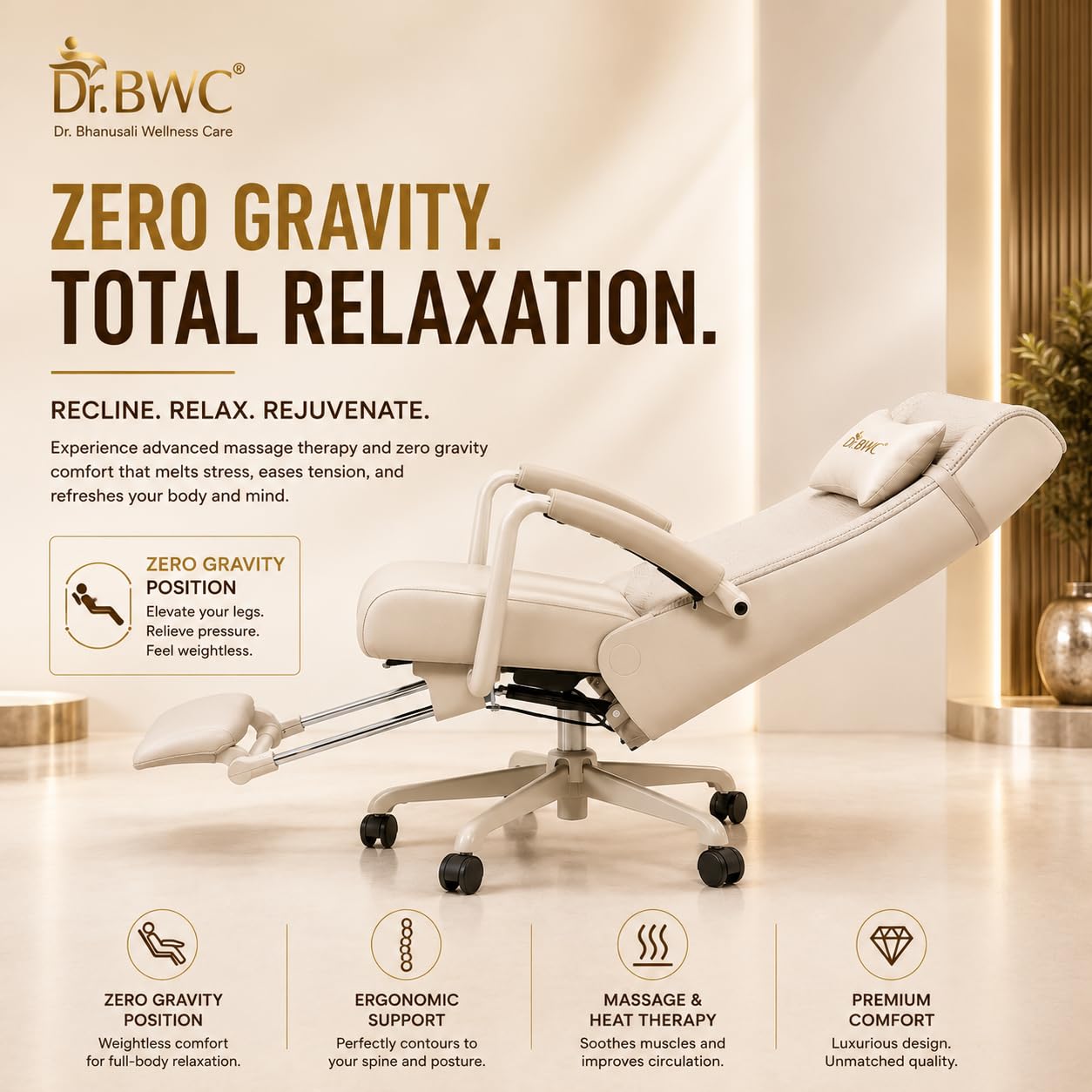 Executive Massage Office Chair | Moving Roller S-Track Massage | Neck to Lower Back Massage | Thai, Japanese & Shiatsu Modes | Hot Compress Therapy | Reclining Chair with Footrest