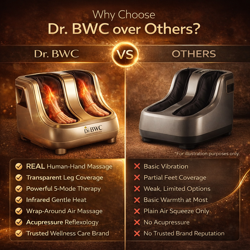 Dr BWC® Foot & Calf Massager Smart Touch Screen Relaxing Leg And foot Massager (With Heat and Vibration) Massager Improving Blood Circulation at Home (Gold)