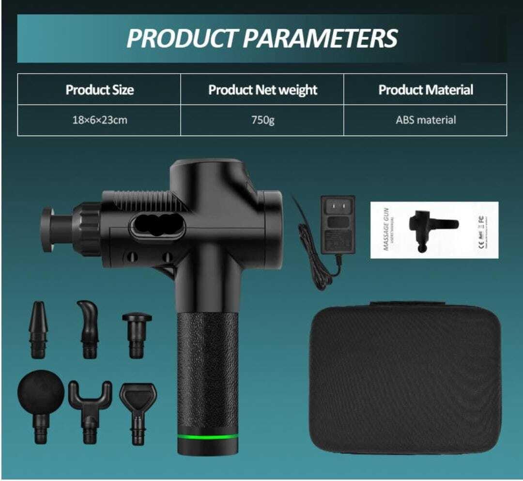 Dr BWC® Massage Gun Body Massager Touch Display Percussion Flash Gun Back Massager for Men & Women With 6 Massage Heads 3 Speed For Deep Tissue Massage Body Relaxation And Pain Relief (Black)