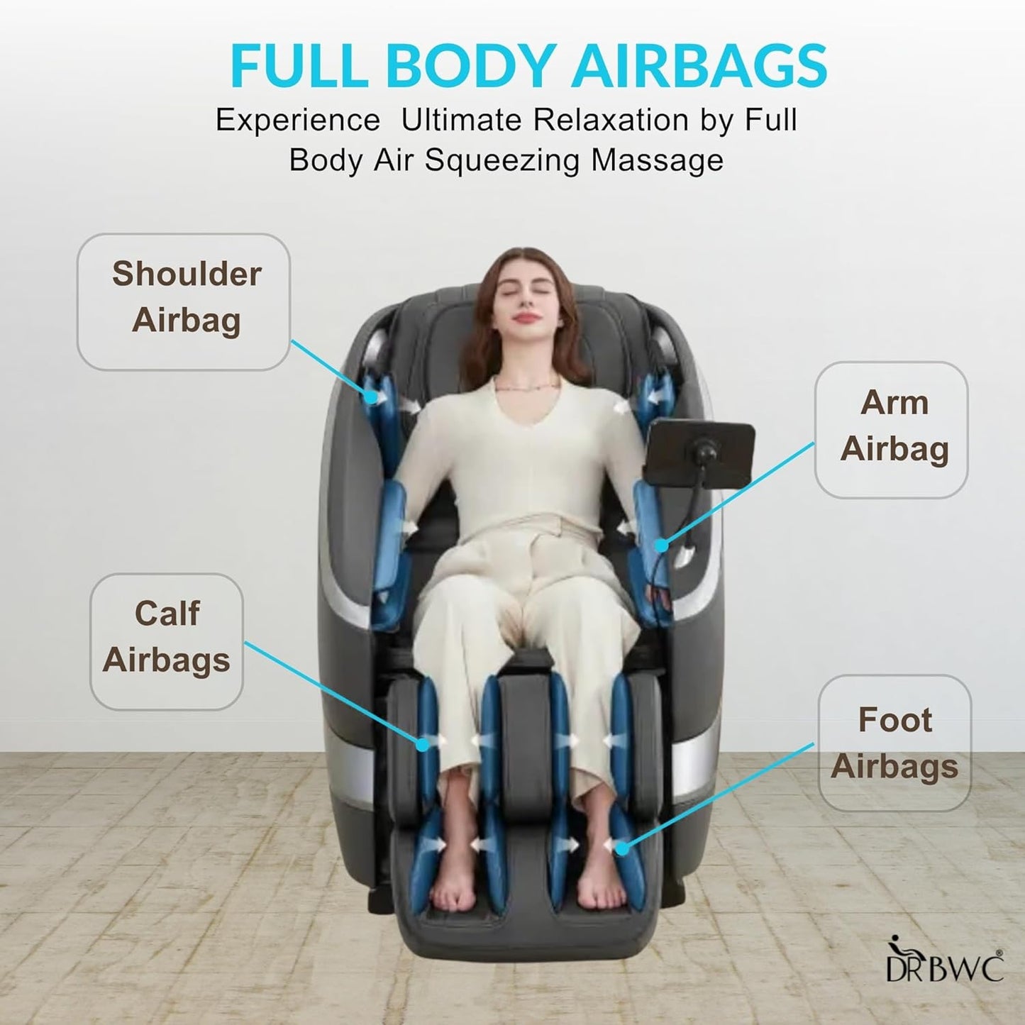 DR BWC® Zero Gravity Massage Chair Recliner – Full Body Tuina Massage with 18 Rollers, 16 Auto Programs, Back Heat, Foot & Calf Massage, Bluetooth Speakers, LCD & Voice Control