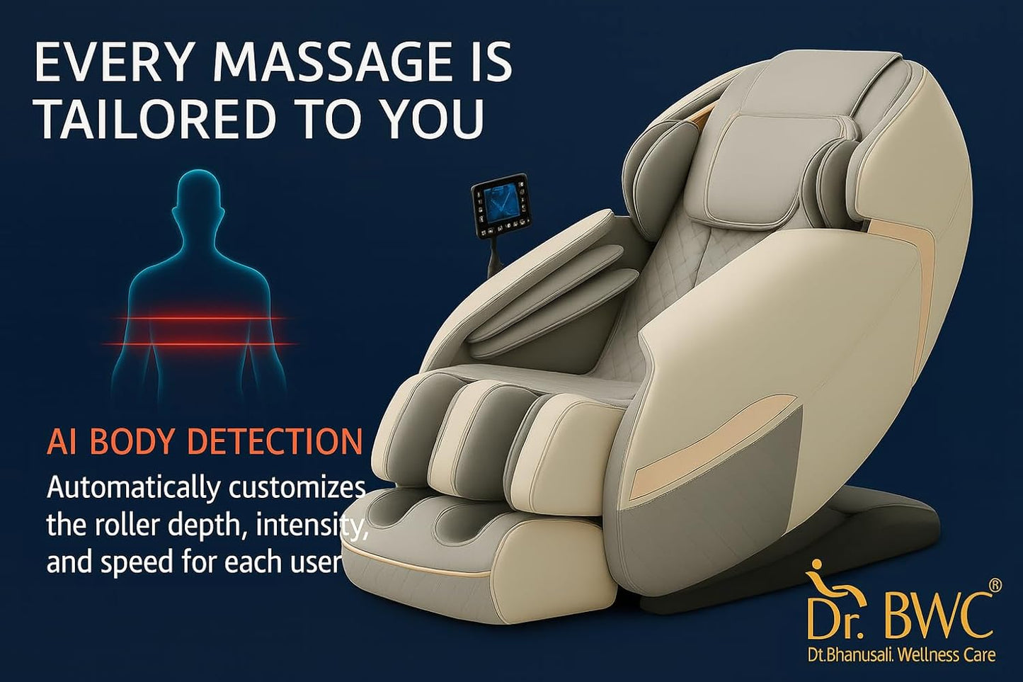DR BWC® 4D AI Zero Gravity Full Body Massage Chair for Home & Office | SL Track | Air Compression | Heated Recliner with Bluetooth, Smart Touch Panel & 24 Auto Modes (Grey)