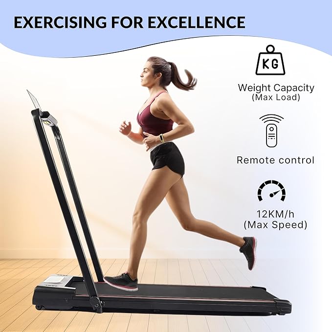 Dr BWC® Folding Treadmill, 124x57 cm Running Surface, Remote Control, Anti-Slip Belt, Phone Holder, Foldable Handrail