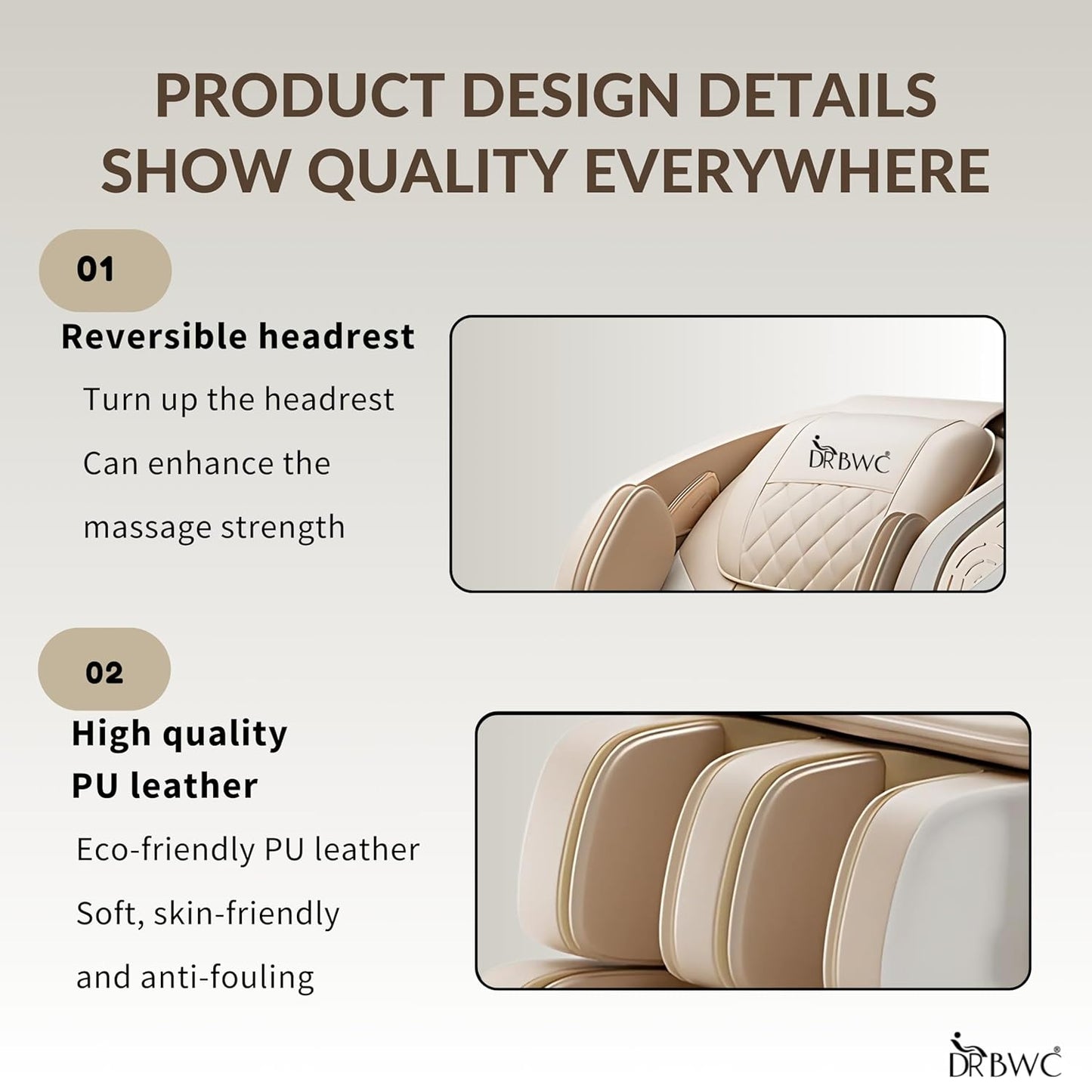 DR BWC® Leather 4D Zero Gravity Massage Chair for Stress, Pain Relief Electric Massage Chair AI Intelligent Core Manipulator with Bluetooth, Long SL Track 24 Combination Massage,Best for Home Use