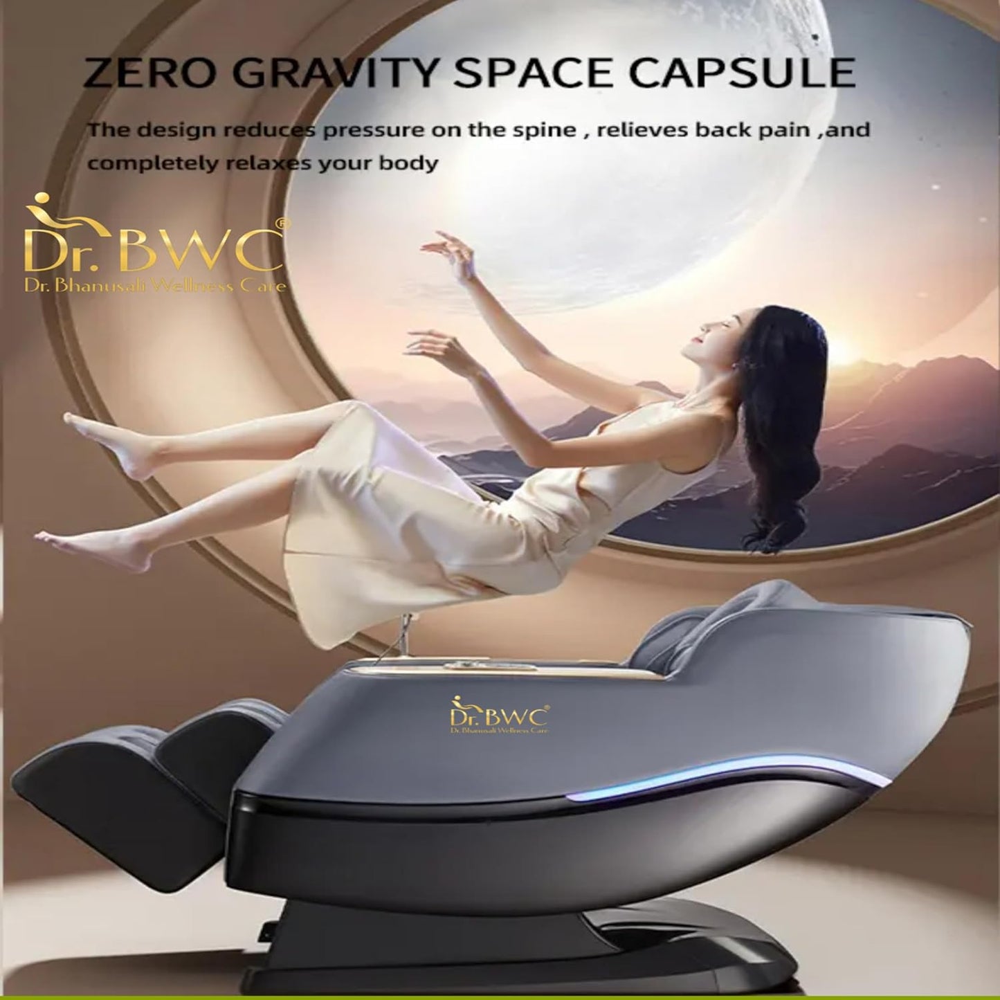 DR BWC® 4D AI Zero-Gravity Full Body Massage Chair | Double SL-Track 128 cm | Back Heat | Foot & Calf Rollers | Air Compression | Voice Control, Bluetooth | 24 Auto Programs for Home & Office