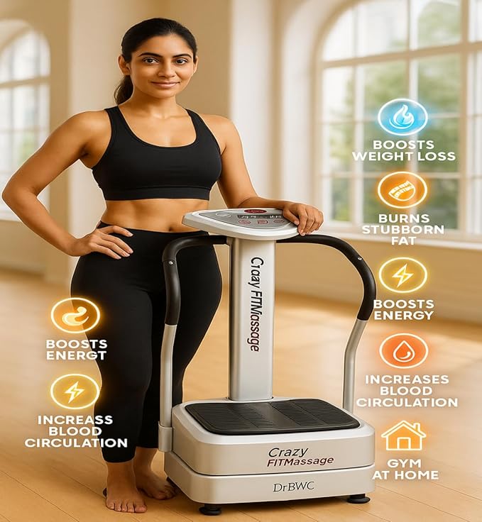 Dr BWC® Heavy Duty Vibration Plate Machine | Full Body Slimming & Fitness Massager for Home Gym | Powerful Crazy Fit Platform for Weight Loss & Muscle Toning