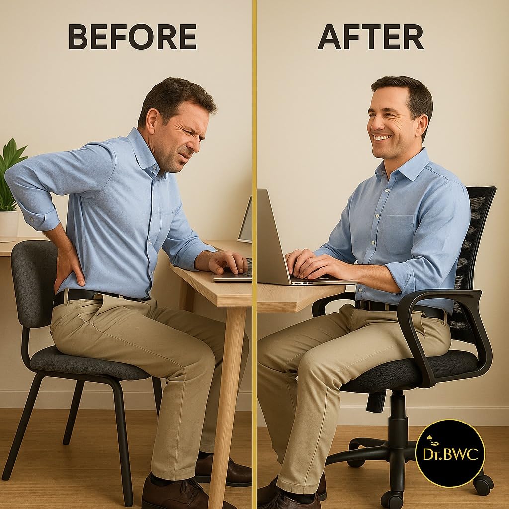 DR BWC® Mid Back Ergonomic Office Chair with Lumbar Support, Breathable Mesh, Adjustable Height & Armrests | Swivel Rolling Chair for Work from Home, Study & Desk Use (110kg Capacity)