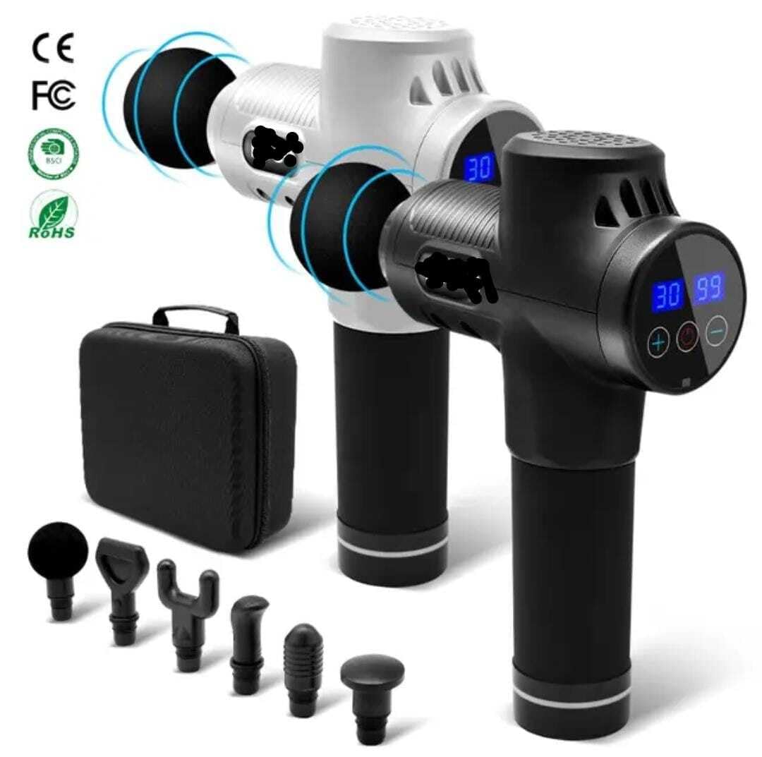 Dr BWC® Massage Gun Body Massager Touch Display Percussion Flash Gun Back Massager for Men & Women With 6 Massage Heads 3 Speed For Deep Tissue Massage Body Relaxation And Pain Relief (Black)