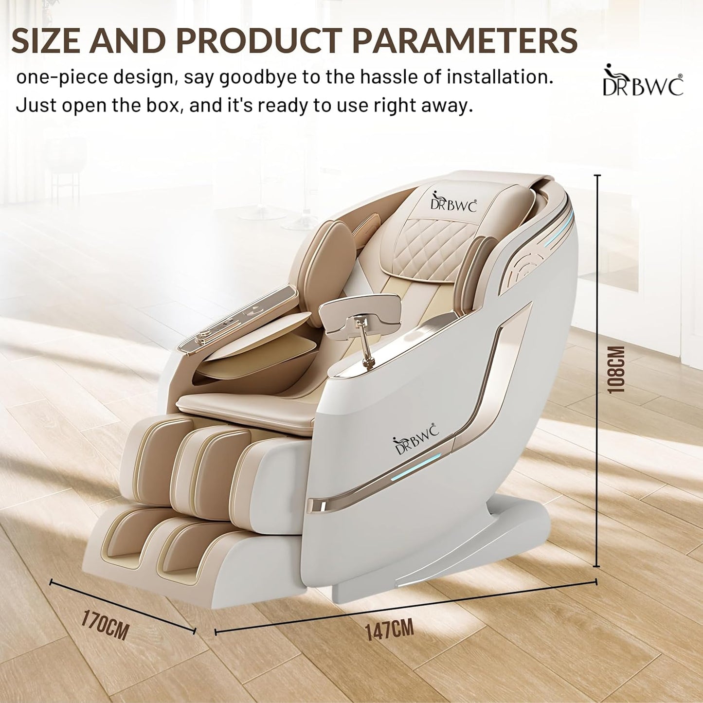 DR BWC® Leather 4D Zero Gravity Massage Chair for Stress, Pain Relief Electric Massage Chair AI Intelligent Core Manipulator with Bluetooth, Long SL Track 24 Combination Massage,Best for Home Use