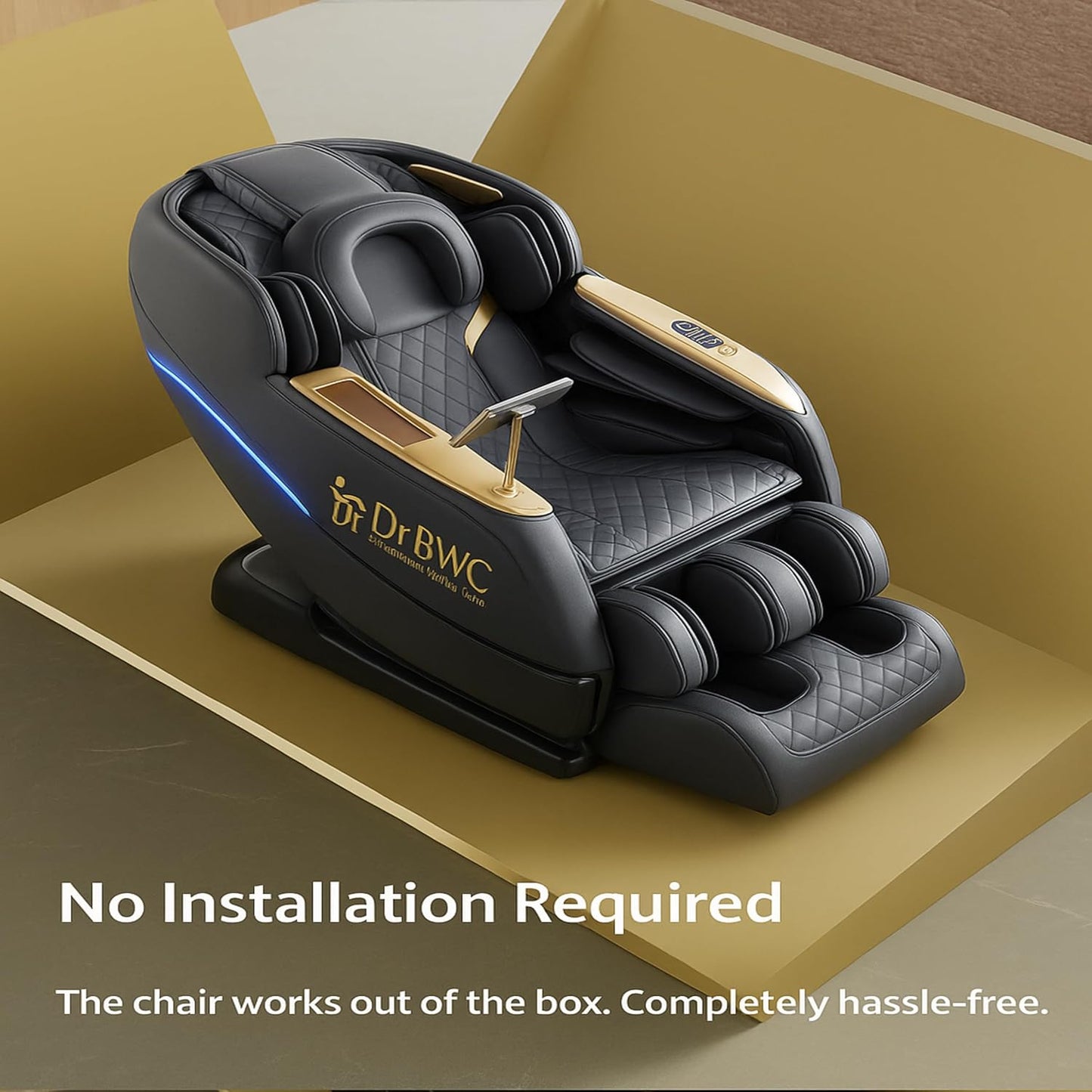 DR BWC® 4D AI Zero-Gravity Full Body Massage Chair | Double SL-Track 128 cm | Back Heat | Foot & Calf Rollers | Air Compression | Voice Control, Bluetooth | 24 Auto Programs for Home & Office